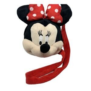 Disney Classic Minnie Mouse‎ Girls Plush Face Cross Body Shoulder Bag 3D Purse